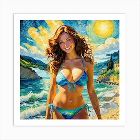 Woman In A Bikinifu Art Print