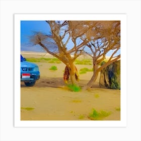 Lone tree in the desert Art Print