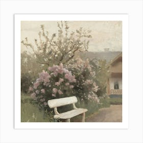 Bench In The Garden 1 Art Print