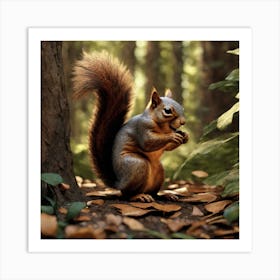 Squirrel In The Forest 29 Art Print