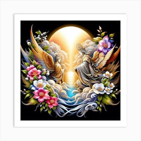 Angels And Flowers Art Print