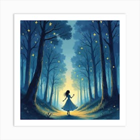 Watercolor Painting Of Dance In A Starlit Forest 1 Art Print