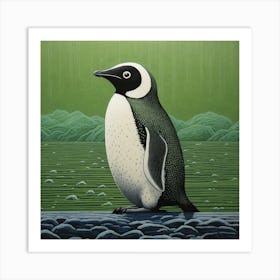 Ohara Koson Inspired Bird Painting Penguin 2 Square Art Print