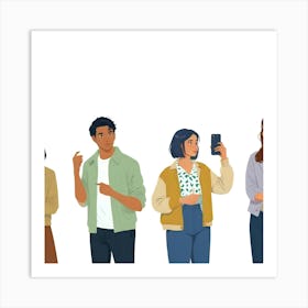 Group Of Diverse Young Adults In Casual Outfits 10 Art Print