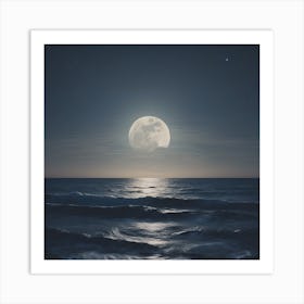 Full Moon Over The Ocean Art Print