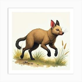 Tasmanian Devil Running Through The Bush Art Print