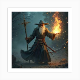 A Sorcerer Casting A Powerful Spell With Glowing Energy 1 Art Print