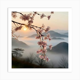 Cherry Blossoms At Sunrise Art Print