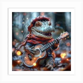 Crocodile Playing Guitar Art Print