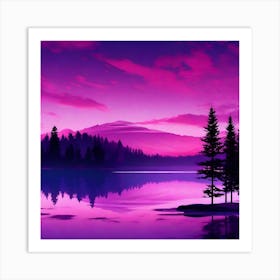 Purple Sky Over Lake 1 Art Print