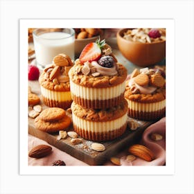 Stacked oatmeal Cupcakes Art Print