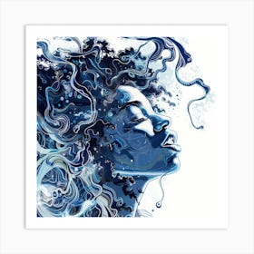 Blue Haired Woman 2 Art Print