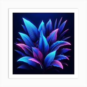 Neon Leaves Art Print