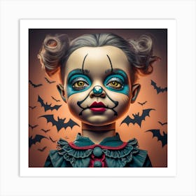 Girl Dressed As A Clown Art Print