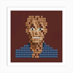 Small Blocks Create A Human Potrait Illustration Art Print