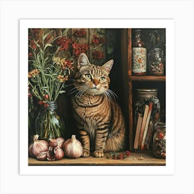 Cat In A Jar Art Print