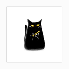 Black Cat With Yellow Eyes Art Print