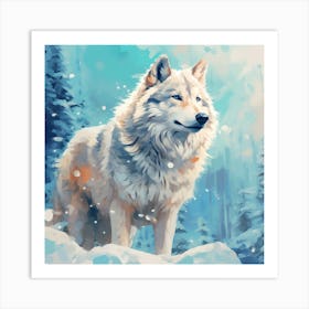 Wolf In The Snow 1 Art Print