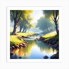 River In The Forest 30 Art Print