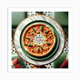 Merry Christmas Pizza Art Print