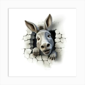 Donkey Peeking Out Of A Hole Art Print