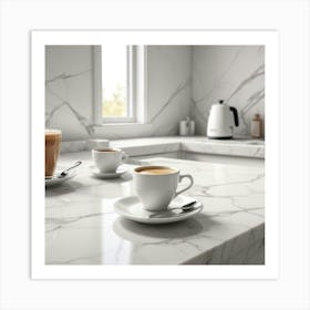 White Marble Kitchen 1 Art Print