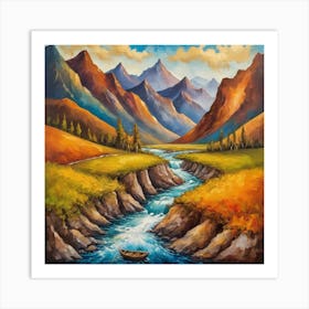   mountain and  river Art Print