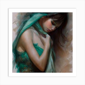 Woman In A Green Dress Art Print