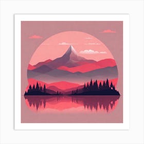 Misty mountains background in red tone 83 Art Print