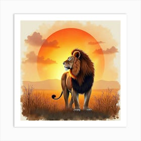 Lion At Sunset Art Print