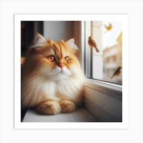 Cat Looking Out The Window Art Print