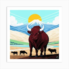 Bull In The Desert 4 Art Print