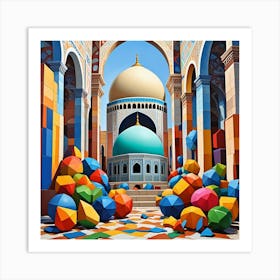 Jama Musjid, India Cubism Style 1 Art Print