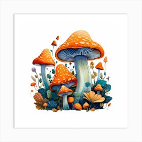 Mushrooms And Flowers 26 Art Print