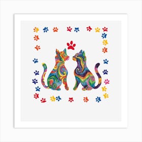 Rainbow Cats Art Print