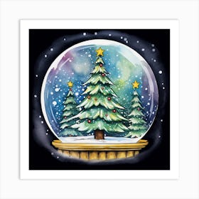 Snow Globe With Christmas Tree Art Print