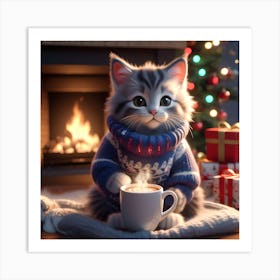 Christmas Cat Art Print