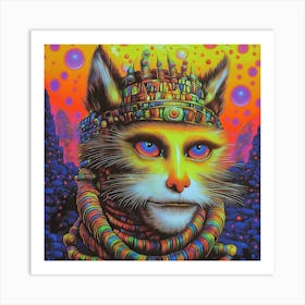 Psychedelic Cat King #2 Art Print