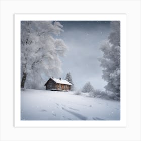 Winter Cabin In The Snow Art Print