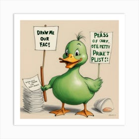 Duck Holding Signs Art Print