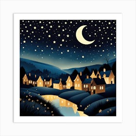 Night In The Village Art Print