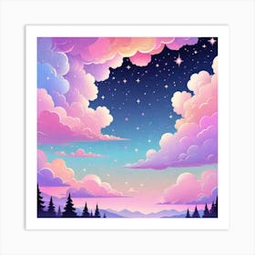 Sky With Twinkling Stars In Pastel Colors Square Composition 322 Art Print