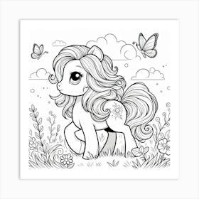 Line Art pony 3 Art Print