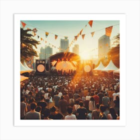 Crowd At A Music Festival Art Print