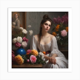 Shonda art prints Girl With Flowers Art Print