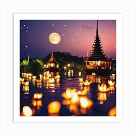 Thailand At Night Art Print