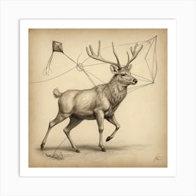 Deer With Kites Art Print