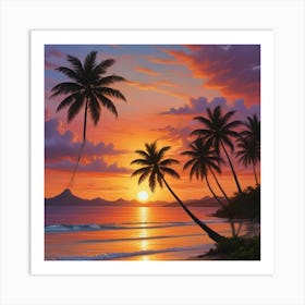 Sunset At The Beach 27 Art Print