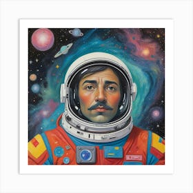 Cosmic Explorer Portrait Of An Astronaut Among The Stars (4) Art Print