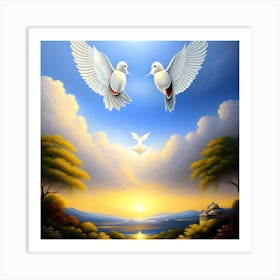 Doves In The Sky Art Print